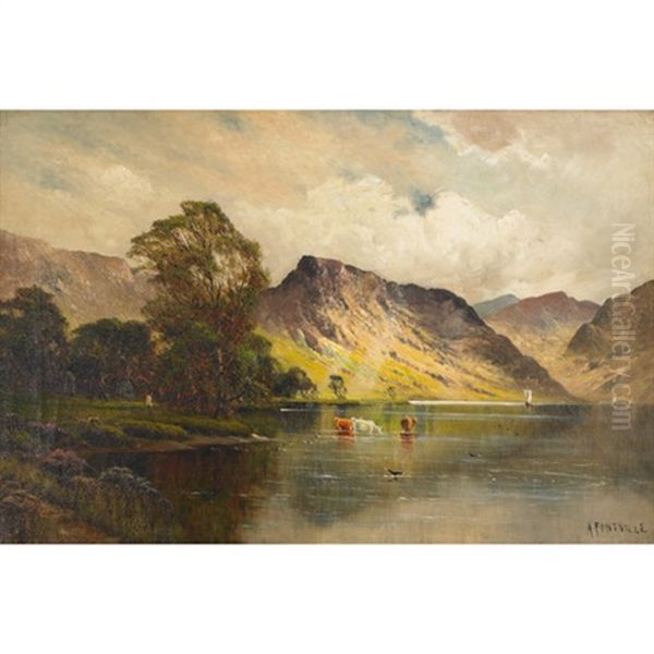 De Rydal Water Oil Painting by Alfred Fontville de Breanski Jr