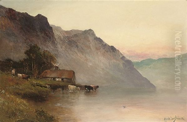 Stronlachar, Near To Loch Katrine Oil Painting by Alfred Fontville de Breanski Jr