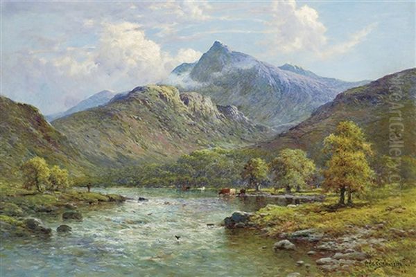 Snowdon From Portmadoc, North Wales Oil Painting by Alfred Fontville de Breanski Jr