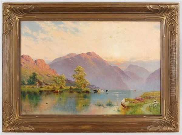 Llyn Gerionedd, North Wales Oil Painting by Alfred Fontville de Breanski Jr