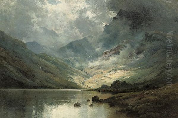 Sunshine And Shadow, Wastwater, Cumbria Oil Painting by Alfred Fontville de Breanski Jr