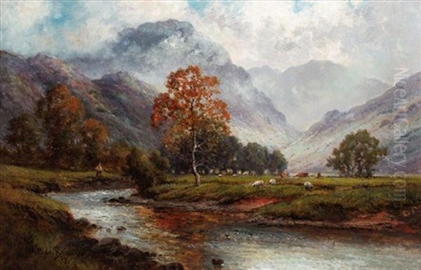 Easedale, Cumberland Oil Painting by Alfred Fontville de Breanski Jr