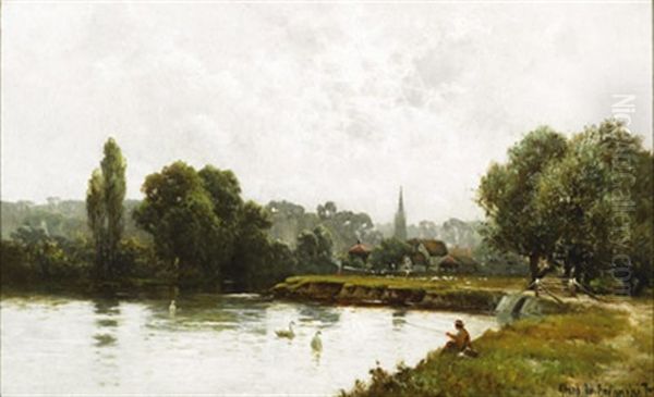 Great Marlow Reach Oil Painting by Alfred Fontville de Breanski Jr