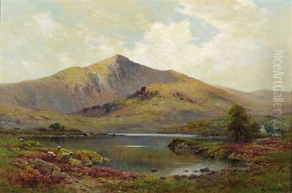 Snowdon From Llyn Dwyarchen, North Wales Oil Painting by Alfred Fontville de Breanski Jr
