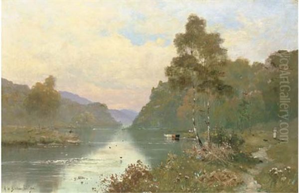 Birches At Borrowdale Oil Painting by Alfred Fontville de Breanski Jr