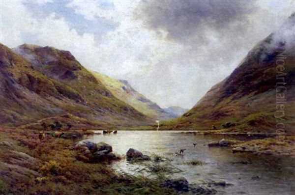 Loch Triochatan, Glen Coe, Nb Oil Painting by Alfred Fontville de Breanski Jr