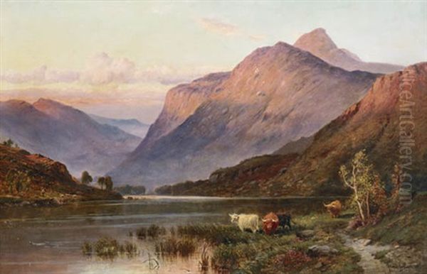Landscape, Ben Nevis With Highland Cattle Oil Painting by Alfred Fontville de Breanski Jr