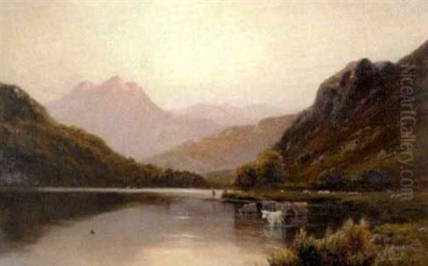 Nantile Lake, North Wales Oil Painting by Alfred Fontville de Breanski Jr