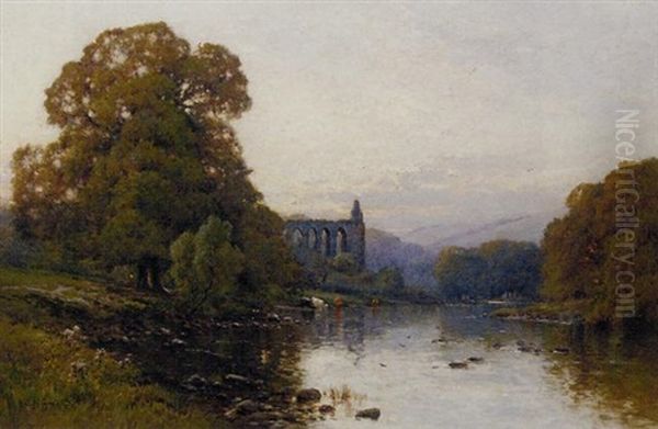 Bolton Abbey, Yorkshire Oil Painting by Alfred Fontville de Breanski Jr