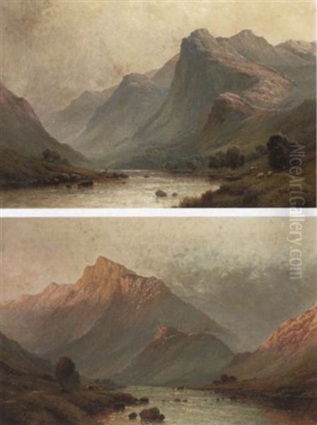 Evening In A Highland Glen Oil Painting by Alfred Fontville de Breanski Jr