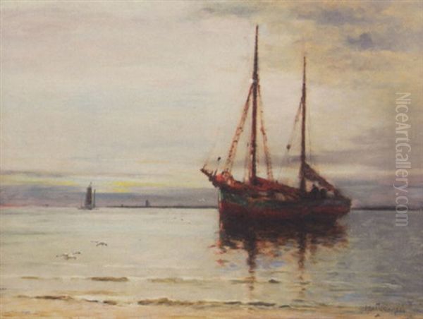 Dawn Oil Painting by Alfred Fontville de Breanski Jr