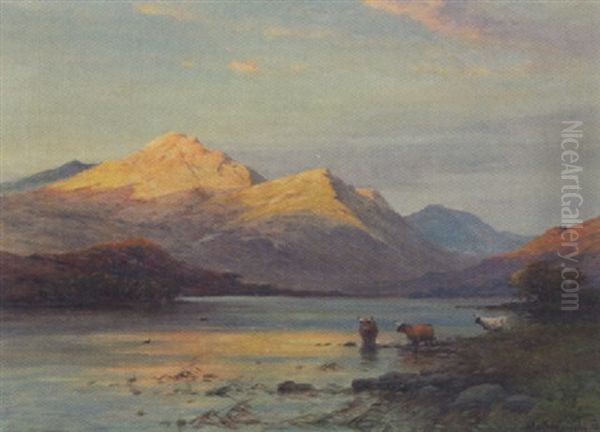 Evening On Loch Katrina Oil Painting by Alfred Fontville de Breanski Jr