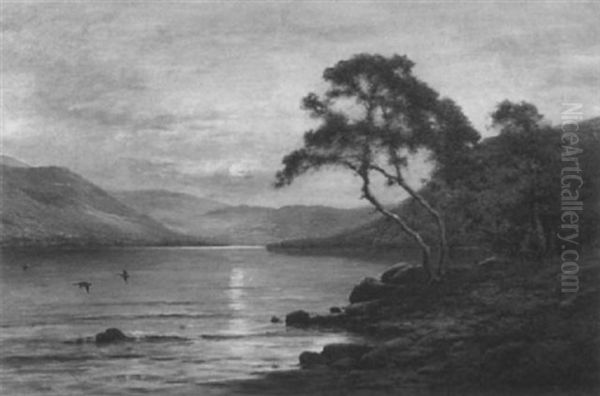 Moonrise At Innisfallen, Killarney Oil Painting by Alfred Fontville de Breanski Jr