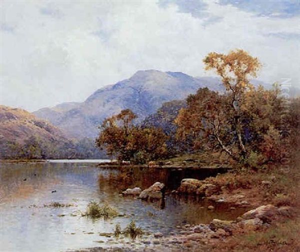 The Shores Of Buttermere Oil Painting by Alfred Fontville de Breanski Jr