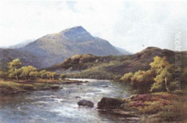 Ben Ledi From The River Teith At Callander, Perthshire Oil Painting by Alfred Fontville de Breanski Jr