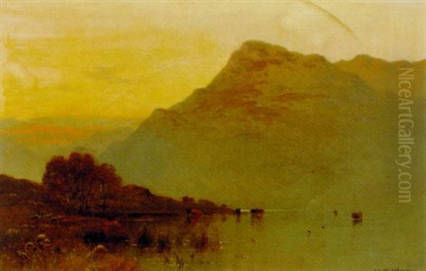 Nantile Lake, North Wales Oil Painting by Alfred Fontville de Breanski Jr