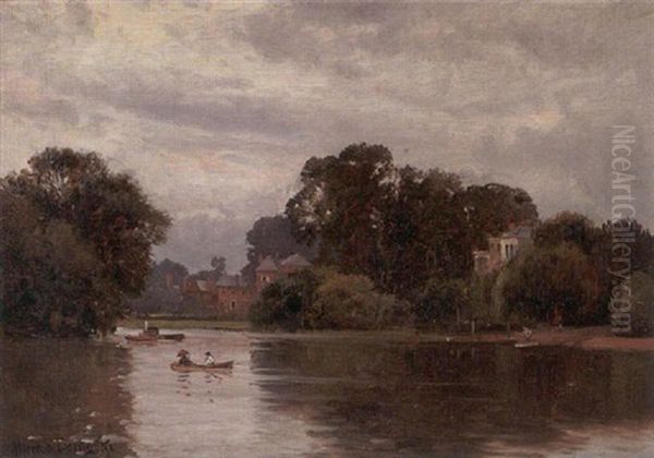 Twickenham On The Thames Oil Painting by Alfred Fontville de Breanski Jr