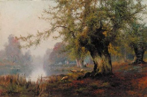 Springtime In Burnham Beeches Oil Painting by Alfred Fontville de Breanski Jr