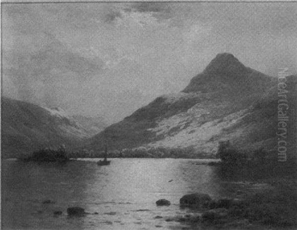 Summer Moonlight, Loch Leven Oil Painting by Alfred Fontville de Breanski Jr