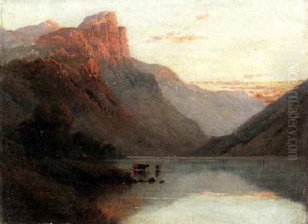 Loch Fune, Nb Oil Painting by Alfred Fontville de Breanski Jr