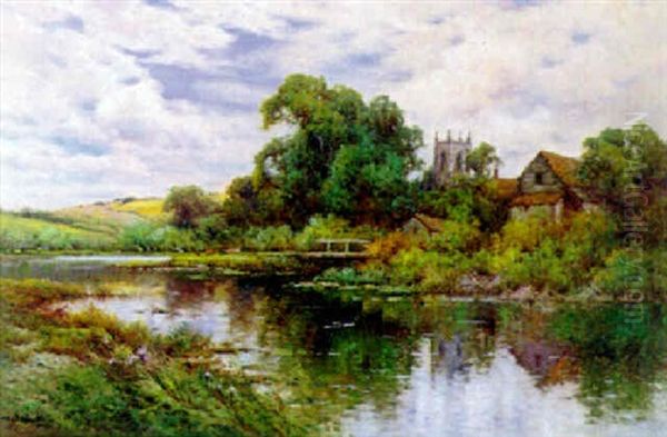 The Avon At Welford, Worcestershire Oil Painting by Alfred Fontville de Breanski Jr