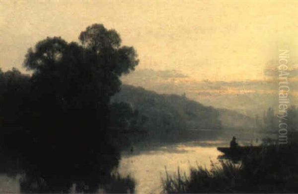 Early Morning, The Hartstock Woods, Pangbourne Oil Painting by Alfred Fontville de Breanski Jr