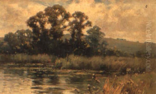 At Penton Hook On Thames Oil Painting by Alfred Fontville de Breanski Jr