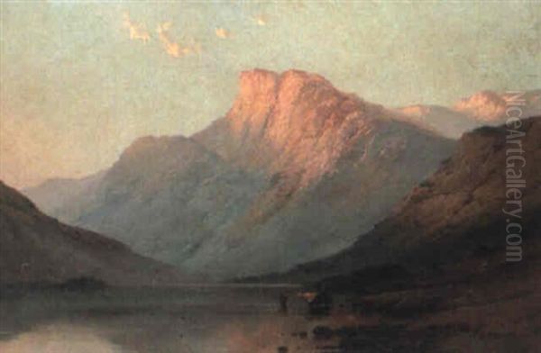 Evening On Loch Vennaeker Oil Painting by Alfred Fontville de Breanski Jr