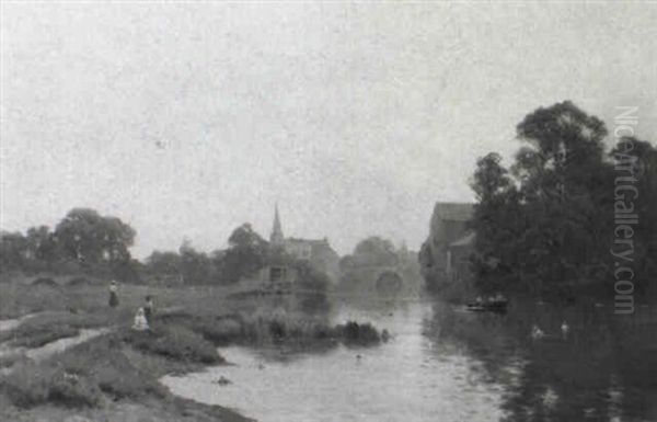 Abingdon On Thames Oil Painting by Alfred Fontville de Breanski Jr