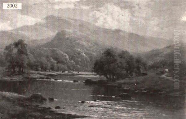 In The Lledr Valley N. Wales Oil Painting by Alfred Fontville de Breanski Jr