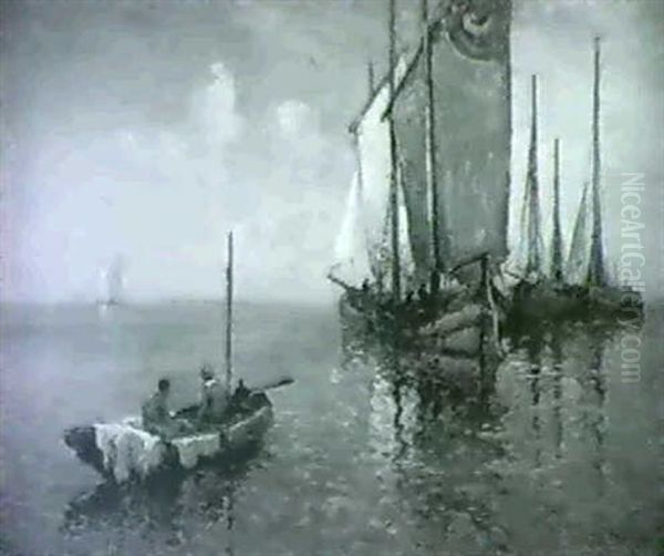 On The Venetian Lagoon Oil Painting by Alfred Fontville de Breanski Jr