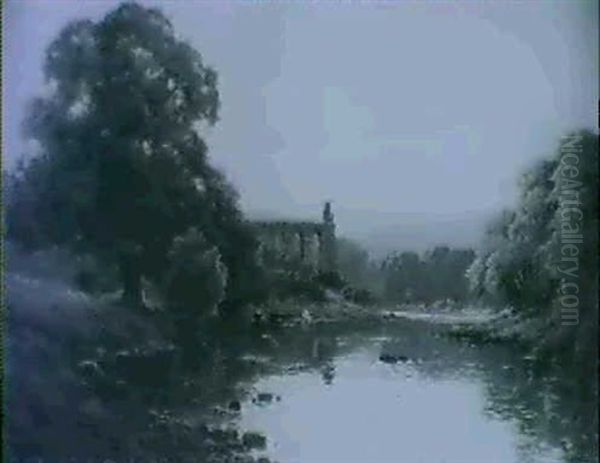 Bolton Abbey On The Wharfe, Yorkshire Oil Painting by Alfred Fontville de Breanski Jr