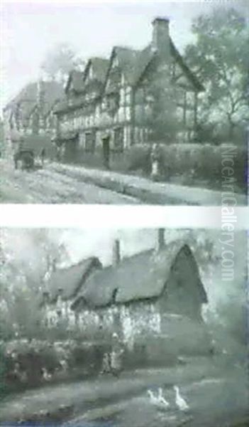 Ann Hathaway's Cottage; Shakespeare's Birthplace Oil Painting by Alfred Fontville de Breanski Jr