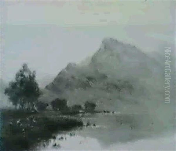 Llyn Ewynant, North Wales Oil Painting by Alfred Fontville de Breanski Jr