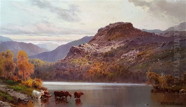 Early Morning At Pangbourne On Thames Oil Painting by Alfred de Breanski Sr