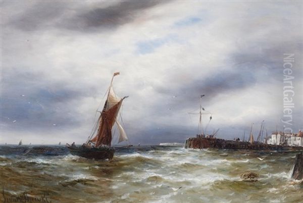 Fischerboot In Den Hafen Zuruckkehrend Oil Painting by Gustave de Breanski