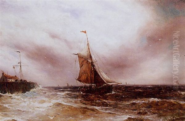 Harbor Scene Oil Painting by Gustave de Breanski