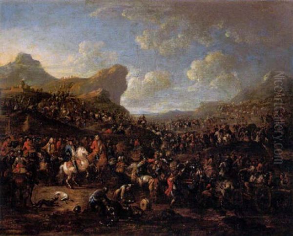 Landscape With A General Inspecting His Troops Oil Painting by Jan Frans van Bredael the Elder