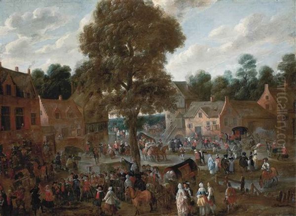 A Village Kermesse Oil Painting by Jan Peter van Bredael the Elder