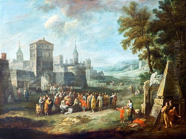 Jezus' Opwekking Van Een Dode (mogelijk Lucas 7:12-15) Oil Painting by Peeter van Bredael