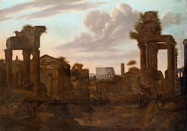 Vy Over Forum Romanum Mot Colosseum, Rom Oil Painting by Peeter van Bredael