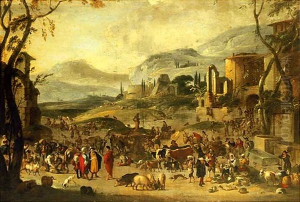 Scene De Marche Turc Oil Painting by Peeter van Bredael