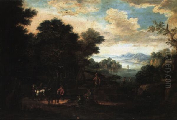 Huntsment Resting Beside A Wood Oil Painting by Peeter van Bredael