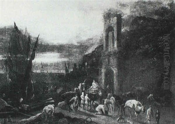 Port De Mer Anime Oil Painting by Peeter van Bredael