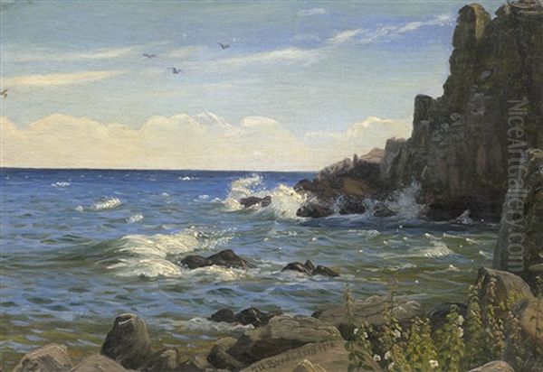 Felsenkuste Von Bornholm Oil Painting by Johan Ulrik Bredsdorff