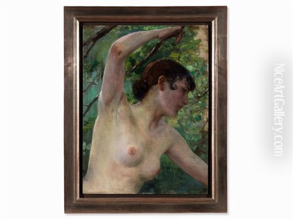 Seminude Woman Oil Painting by Ferdinand Max Bredt