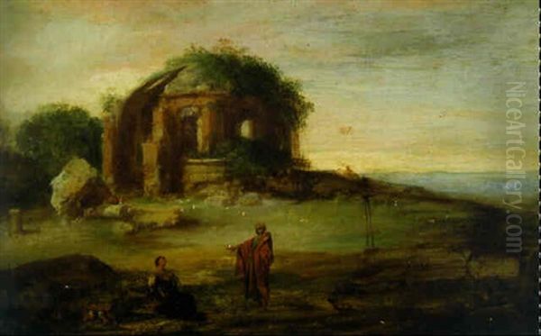An Italianate Landscape With The Expulsion Of Hagar And Ishmael Oil Painting by Bartholomeus Breenbergh