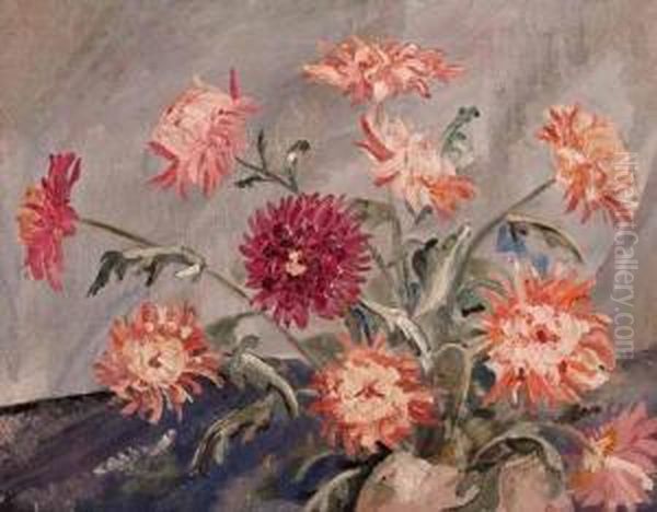 Chrysanthemums Oil Painting by David Alison