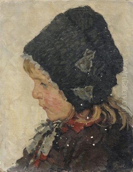 Portrait Eines Madchens Mit Mutze Oil Painting by Bruno Breil