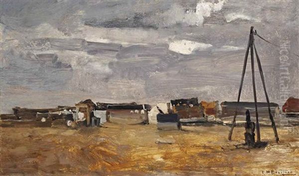 A Construction Site, Amsterdam Oil Painting by George Hendrik Breitner